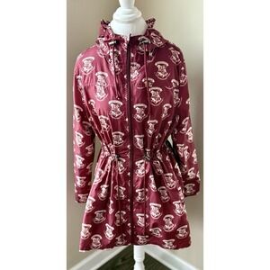 Harry Potter Hogwarts logo print lightweight windbreaker Medium Burgundy Hooded